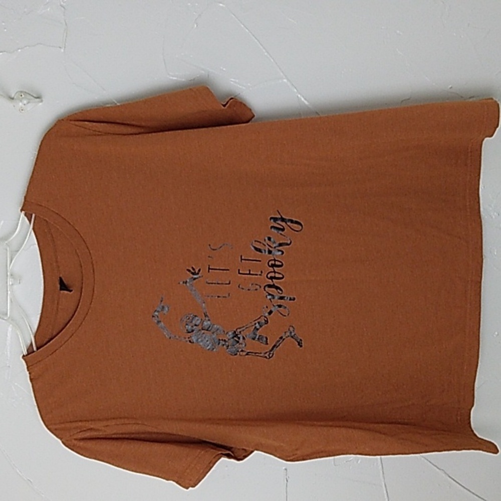 Halloween Graphic Burnt Orange T Shirt "Lets‎ Get Spooky " Shein Size Curve 4XL